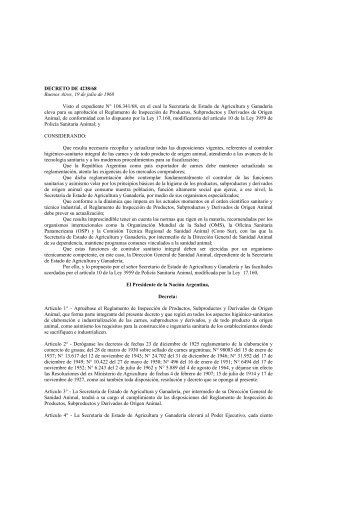 DECRETO DE 4238/68 Buenos Aires, 19 de julio de 1968 Visto el ...
