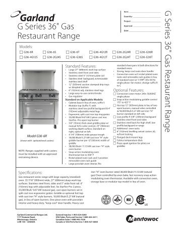 G Series 36'' Gas Restaurant Range - Garland