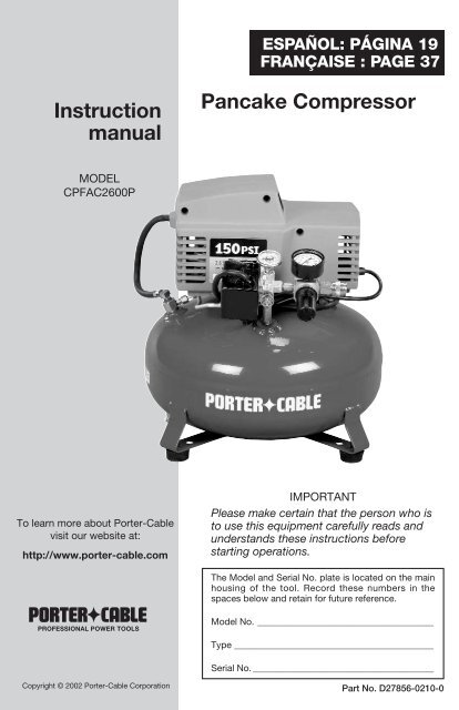 Pancake Compressor Instruction manual - gerald@eberhardt.bz