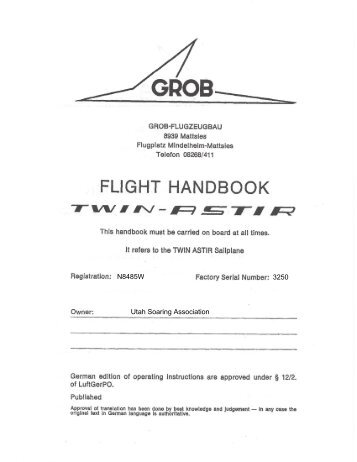Twin Astir Flight Manual - Utah Soaring Association