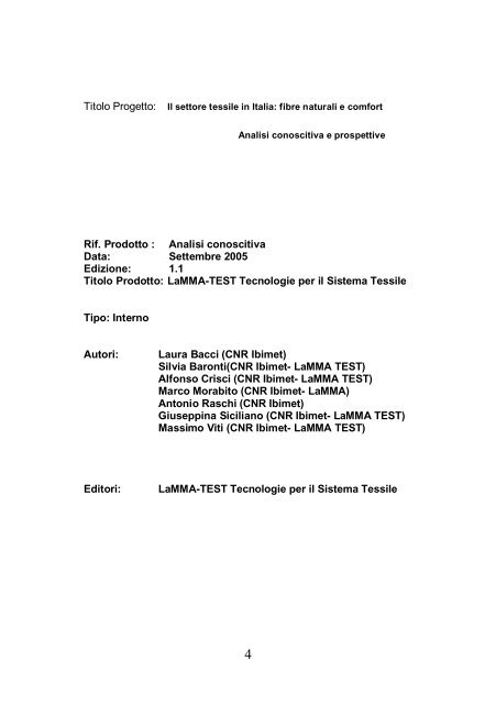 IL SETTORE TESSILE IN ITALIA: FIBRE NATURALI E ... - LaMMA-Test