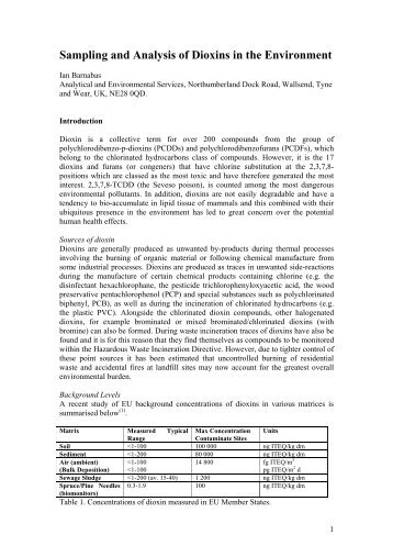 Sampling and Analysis of Dioxins in the ... - IDS-Environment