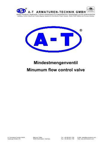 Mindestmengenventil Minumum flow control valve