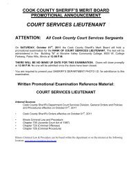 COURT SERVICES LIEUTENANT - Cook County Sheriff's Office