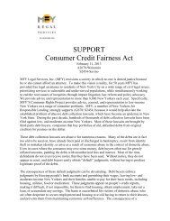 SUPPORT Consumer Credit Fairness Act - MFY Legal Services