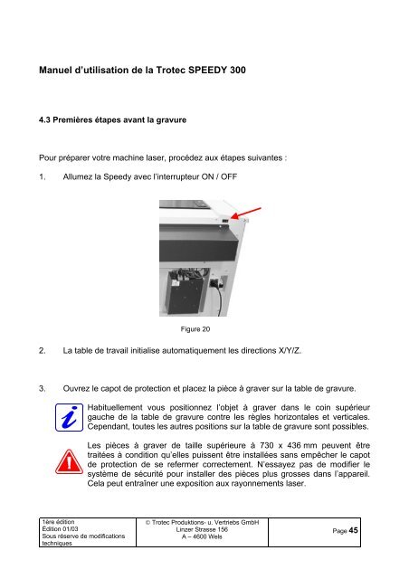 MANUEL D'UTILISATION 8011 Trotec Speedy 300 ... - Trotec Laser