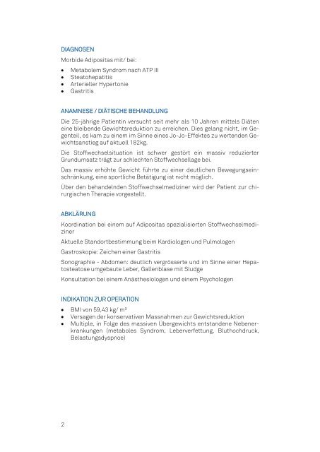 Schlauchmagen Operation bei Morbider Obesitas