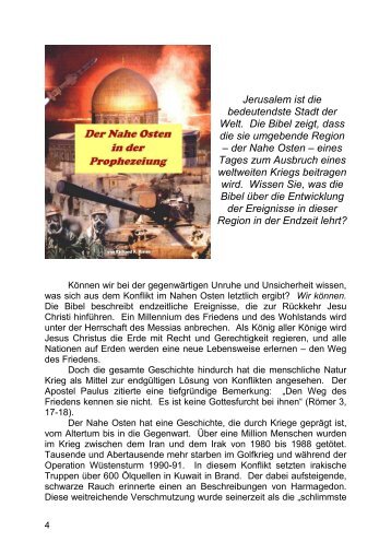 Der Nahe Osten in der Prophezeiung - Welt von Morgen- Home Page