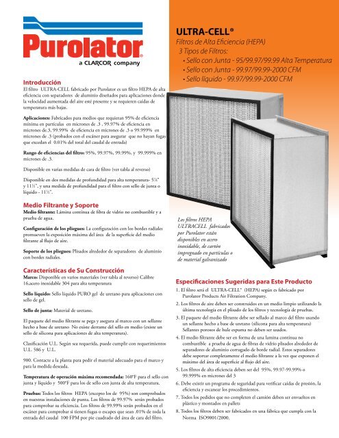 Folleto - Purolator Air Filtration