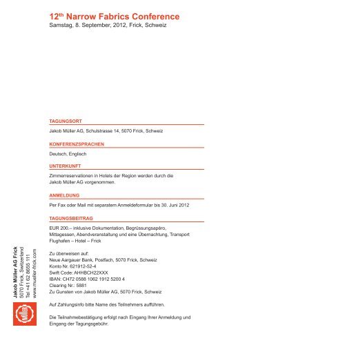12th Narrow Fabrics Conference 8. September ... - Jakob Müller AG