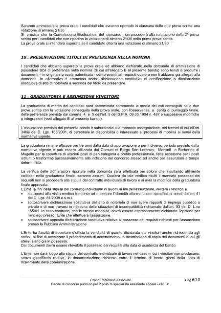 bando assistente sociale - Comune di Borgo San Lorenzo