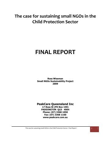 Sustaining small NGO's in the Child Protection Sector - Quetools