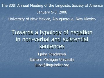 Towards a typology of negation in non-verbal and existential ...