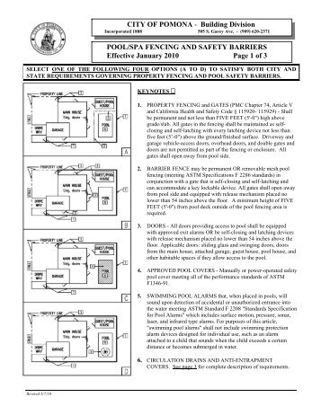 POOL/SPA FENCING AND SAFETY BARRIERS ... - City of Pomona