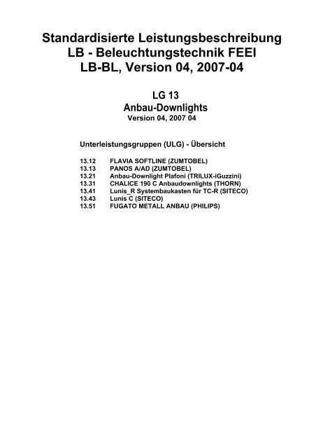 Standardisierte Leistungsbeschreibung LB ... - FEEI