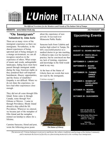 VISIT US ON-LINE AT - The Italian Club of Tampa