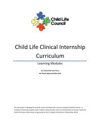Child Life Clinical Internship Curriculum - Child Life Council