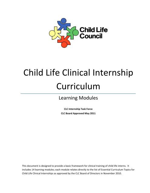 Child Life Clinical Internship Curriculum - Child Life Council