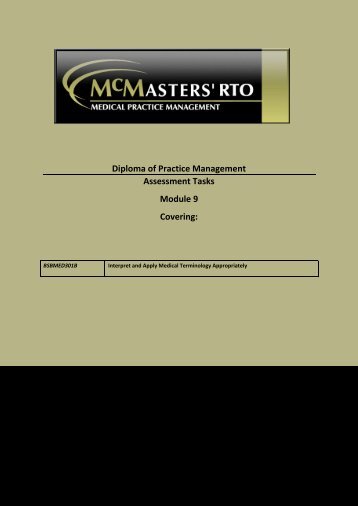 Diploma of Practice Management Assessment Tasks Module 9 ...
