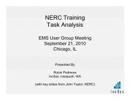 NERC Training Task Analysis - EMS Users Conference