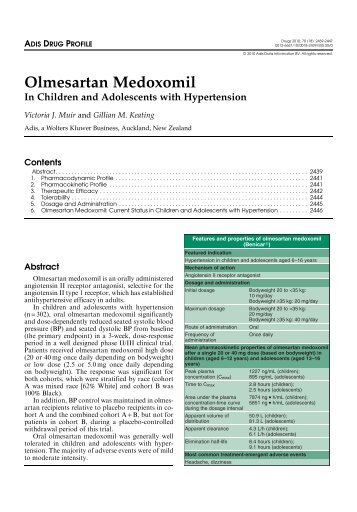 Olmesartan Medoxomil: In Children and Adolescents with ...