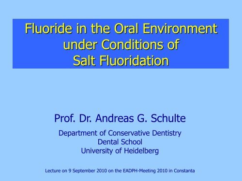 Fluoride in the Oral Environment under Conditions of Salt Fluoridation