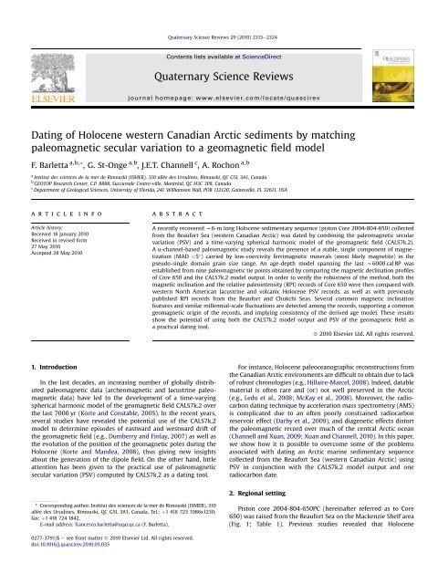 Barletta et al 2010.pdf - Department of Geological Sciences ...