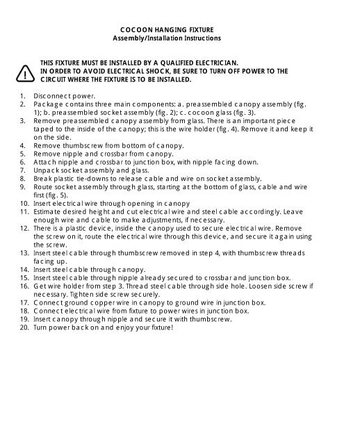 Installation Instructions Hampstead Lighting Installation Instructions Hampstead Lighting