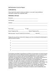 Self Declaration Form for Players - CricketEurope