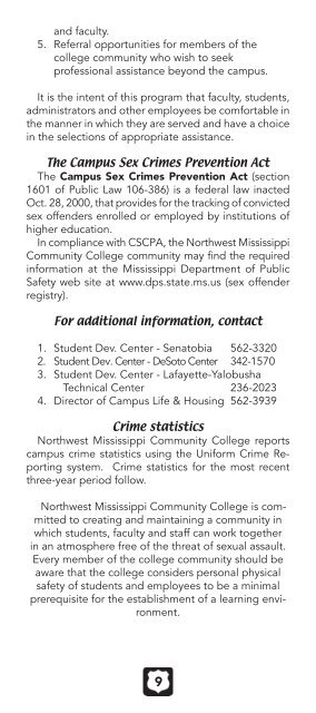 Campus Crime Brochure - Northwest Mississippi Community College