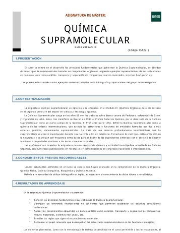 QUÃMICA SUPRAMOLECULAR - UNED