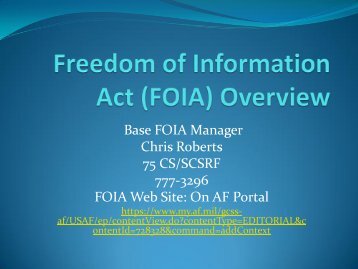 Freedom of Information Act (FOIA) Overview - Air Force Freedom of ...