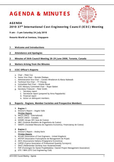 37th icec council meeting international cost engineering council
