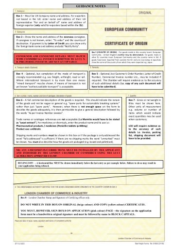 EC CERTIFICATE OF ORIGIN GUIDANCE NOTES (brief) - London ...