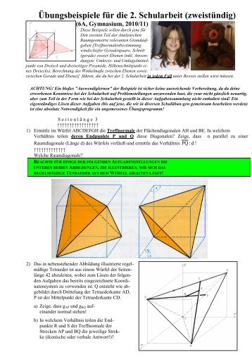 Ãbungsbeispiele fÃ¼r die 2. Schularbeit (zweistÃ¼ndig) - Matheprof.at