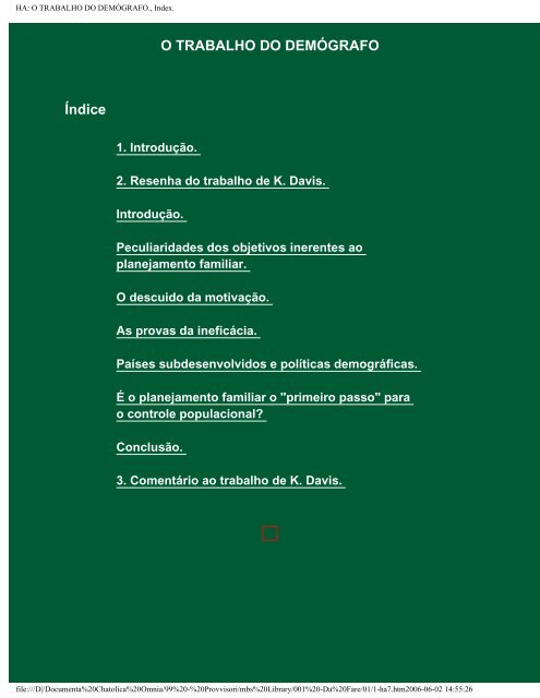 HISTÃRIA DA FORMAÃÃO DA PROBLEMÃTICA DO ABORTO:Index.