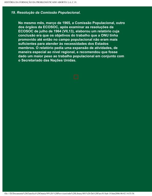 HISTÃRIA DA FORMAÃÃO DA PROBLEMÃTICA DO ABORTO:Index.