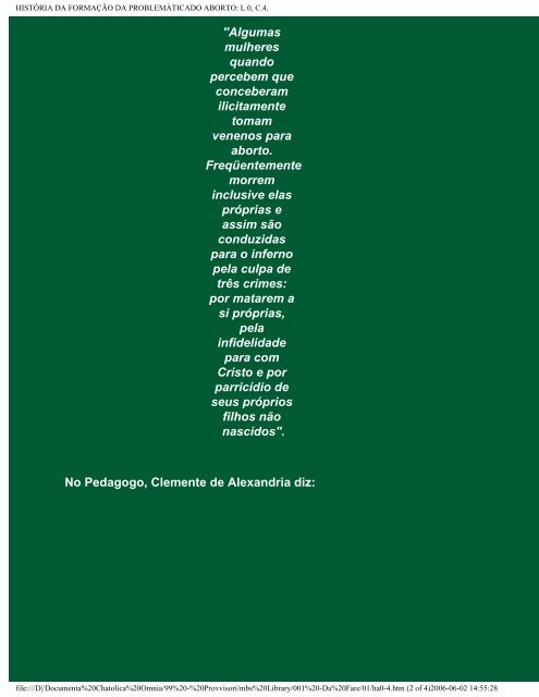 HISTÃRIA DA FORMAÃÃO DA PROBLEMÃTICA DO ABORTO:Index.