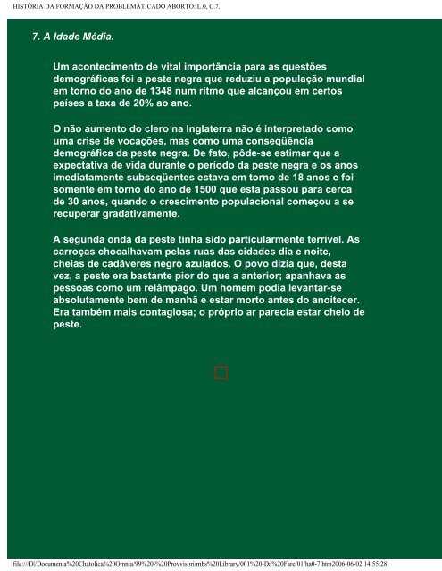 HISTÃRIA DA FORMAÃÃO DA PROBLEMÃTICA DO ABORTO:Index.