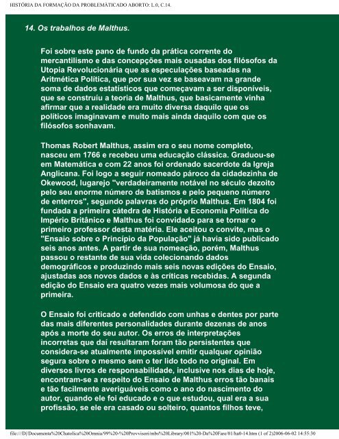 HISTÃRIA DA FORMAÃÃO DA PROBLEMÃTICA DO ABORTO:Index.