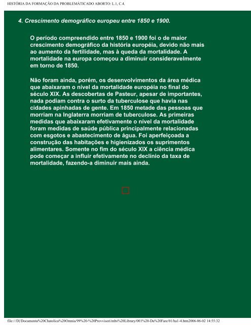 HISTÃRIA DA FORMAÃÃO DA PROBLEMÃTICA DO ABORTO:Index.