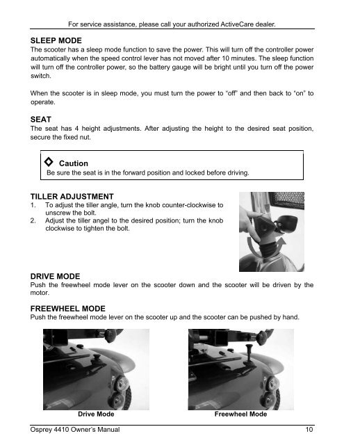 Osprey 4410 Mobility Scooter Owner's Manual - Discovermymobility ...