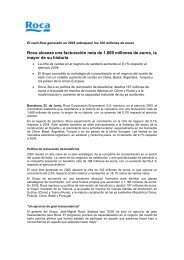Roca alcanza una facturación neta de 1.669 millones de euros, la ...