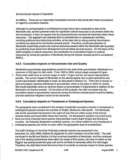 Environmental Impact Statement - radioactive monticello