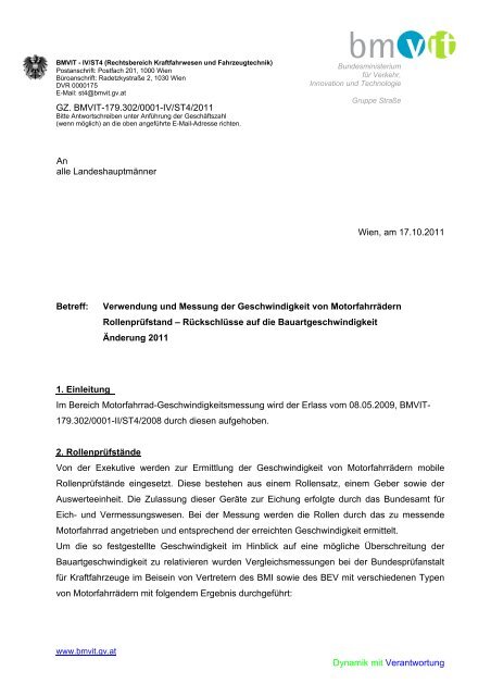 Verwendung und Messung der Geschwindigkeit von MotorfahrrÃ¤dern