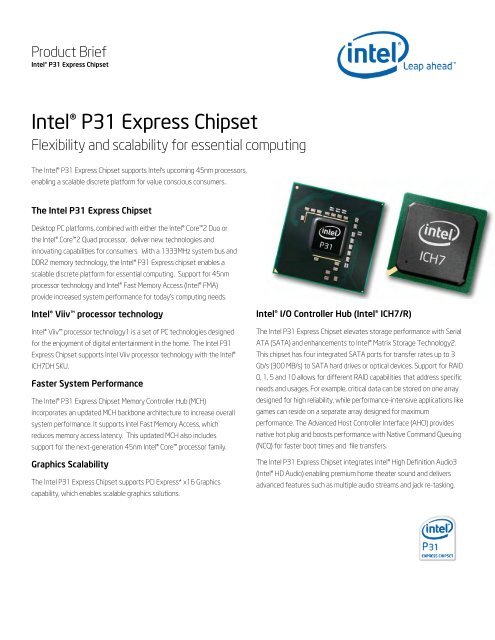 Intel® P31 Express Chipset Product Brief