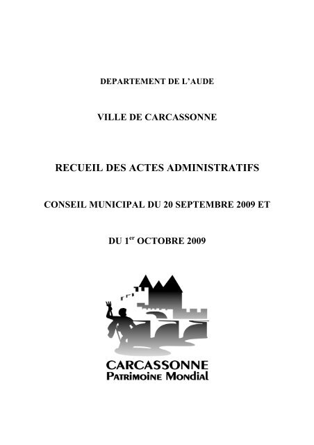 RECUEIL DES ACTES ADMINISTRATIFS - Carcassonne