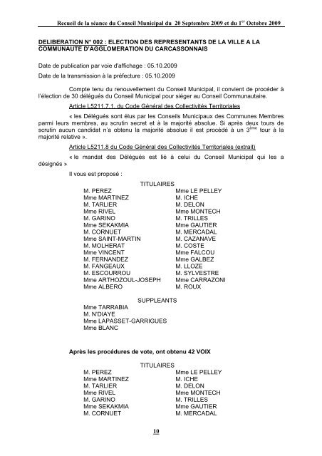 RECUEIL DES ACTES ADMINISTRATIFS - Carcassonne