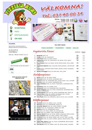 Pizzameny - Kvartersmenyn.com