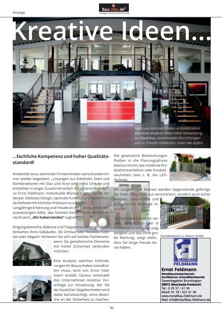 BauLokal.de - das Magazin Ausgabe 01/2015. Bauen Wohnen Haustechnik Garten